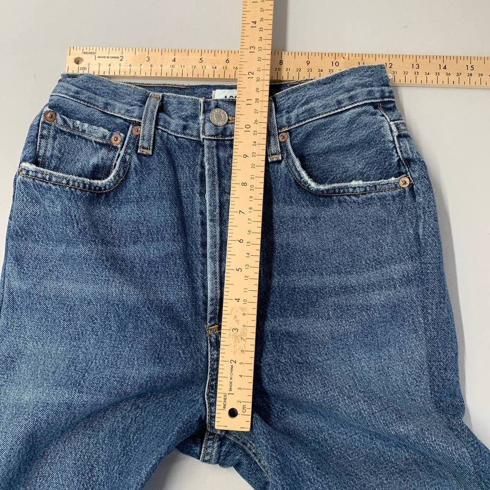 Agolde Dame Wide Leg Jeans 24 in Blue Denim High Rise Organic Cotton - Picture 6 of 13